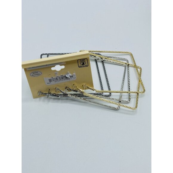 Sophia & Kate Goldtone Silvertone Large Square Hoop Earrings New - Picture 3 of 3